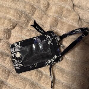 Vera Bradley Black and White Floral landyard-wallet